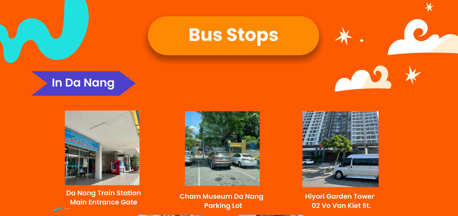 Halte bus di kota Da Nang, pusat kota Hoi An, dan area Hoi An Beach. Silakan pilih pemberhentian kamu pada halaman check out