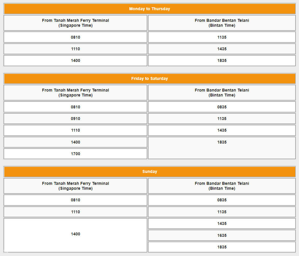 Ferry Schedule
