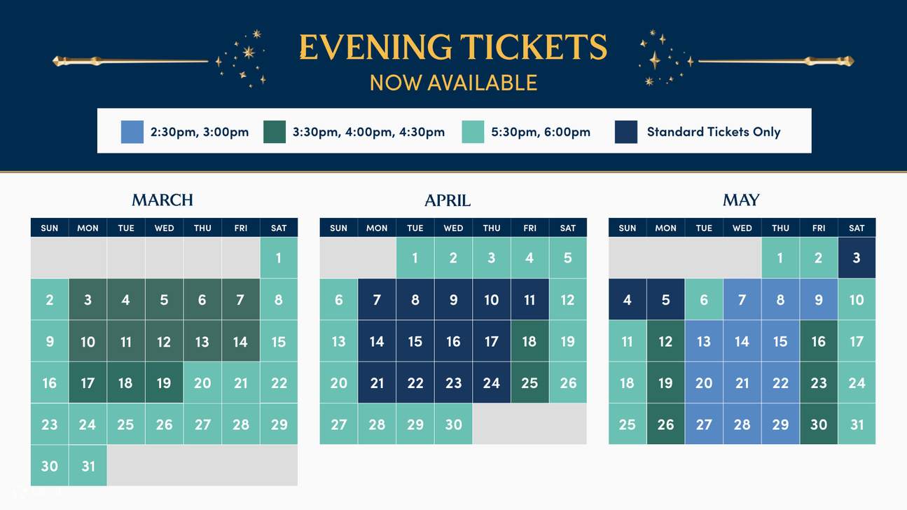 Kalender tiket sore/malam